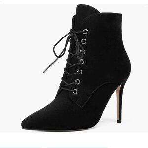 Mettesally Suede Ankle Pointed Toe, Stiletto High Heel Boots